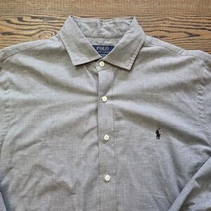 Ralph Lauren Shirt Men's Long Sleeve‎ Slim Fit  Collared Polo Pony Gray XL